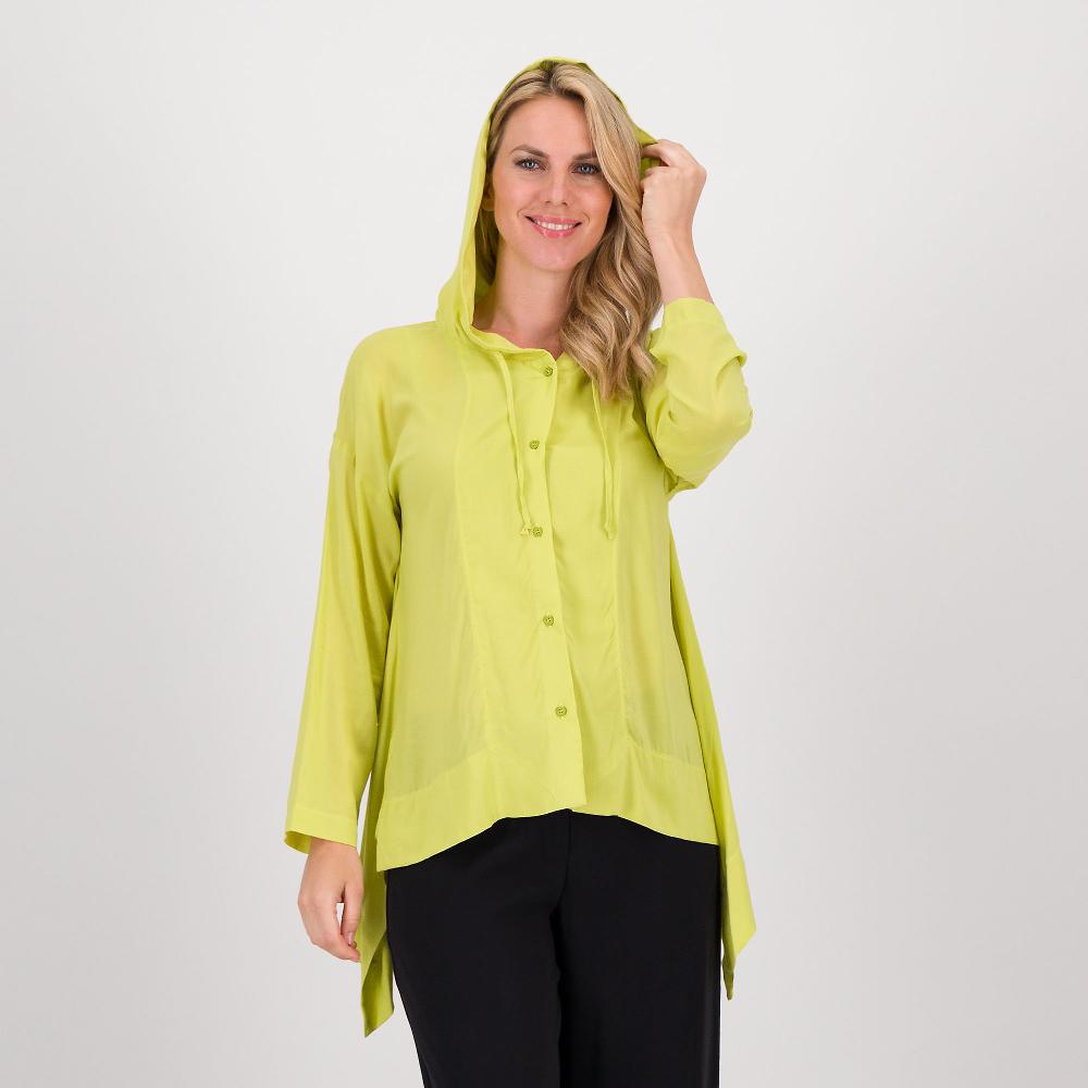 QVC W.I.T.A. Camicia In Viscosa A Maniche Lunghe Con Cappuccio