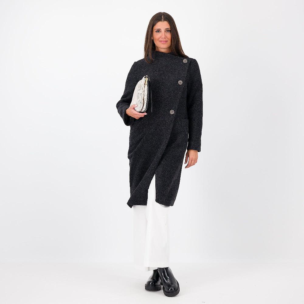 QVC W.I.T.A. Cappotto Con Lana Cotta Linea Asimmetrica Made In Italy