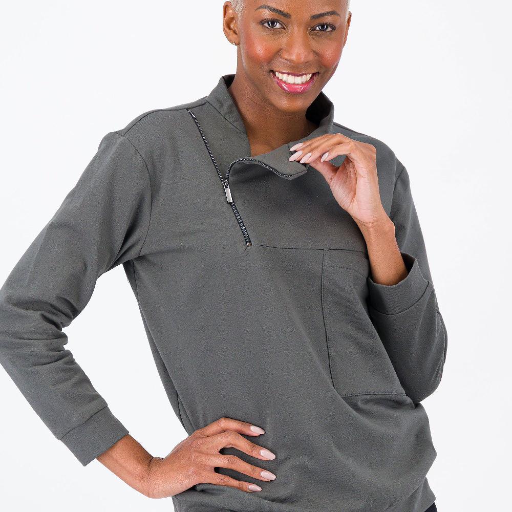 QVC W.I.T.A. Felpa Con Zip Laterale E Tascona Davanti