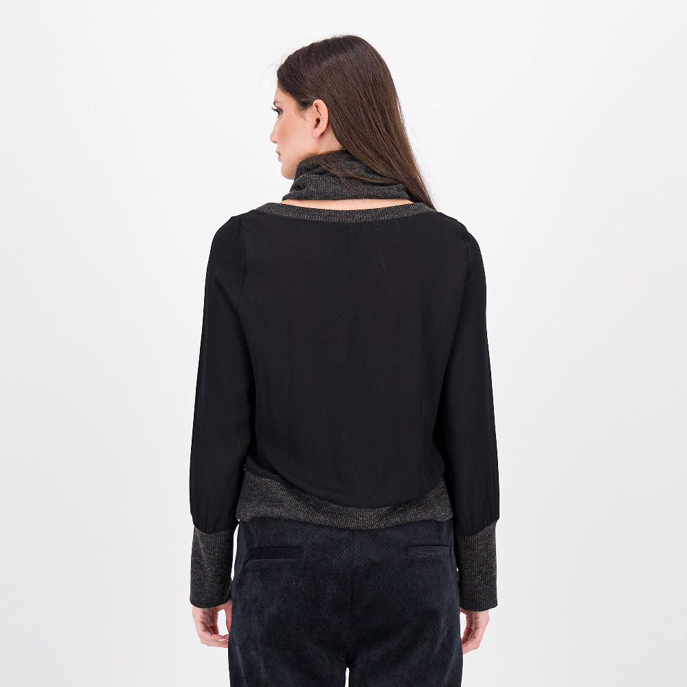 QVC W.I.T.A. Maglia Ampia In Crépe Di Vbiscosa Con Collo Staccabile
