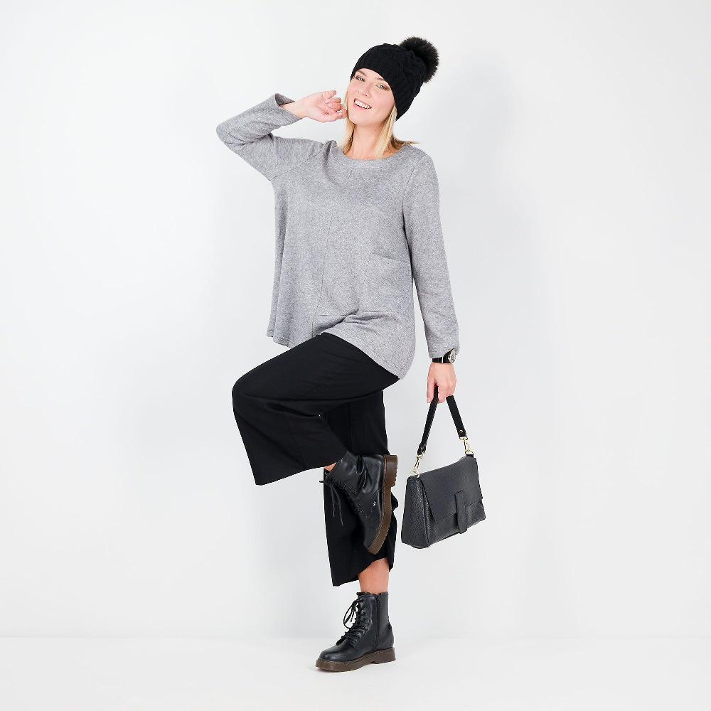 QVC W.I.T.A. Maglia Over Scollo Tondo Con Tasca Applicata