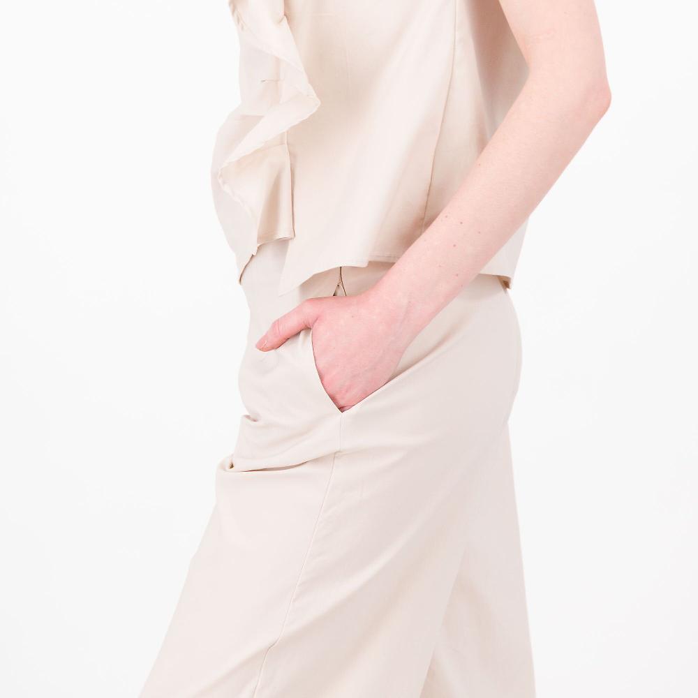 QVC W.I.T.A. Pantaloni In Cotone Stretch Cropped Gamba Ampia Made In Italy