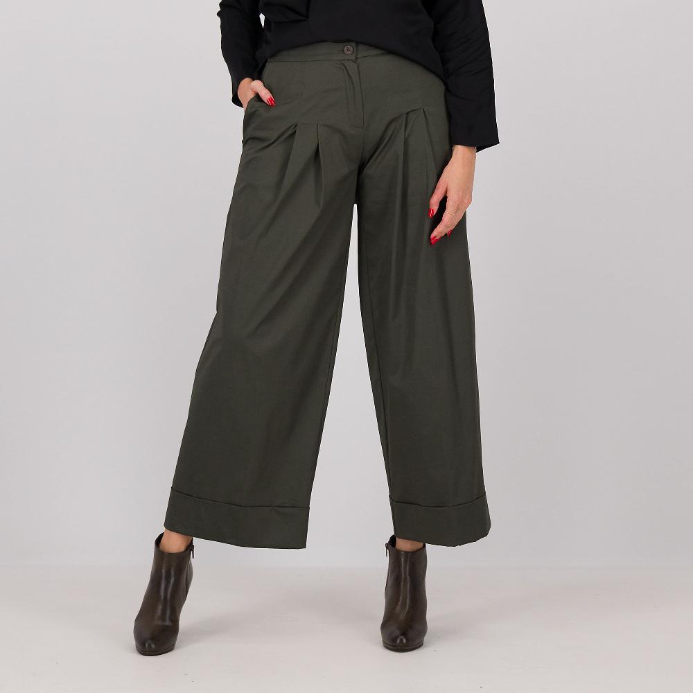 QVC W.I.T.A. Pantaloni in raso di cotone stretch con pieghe