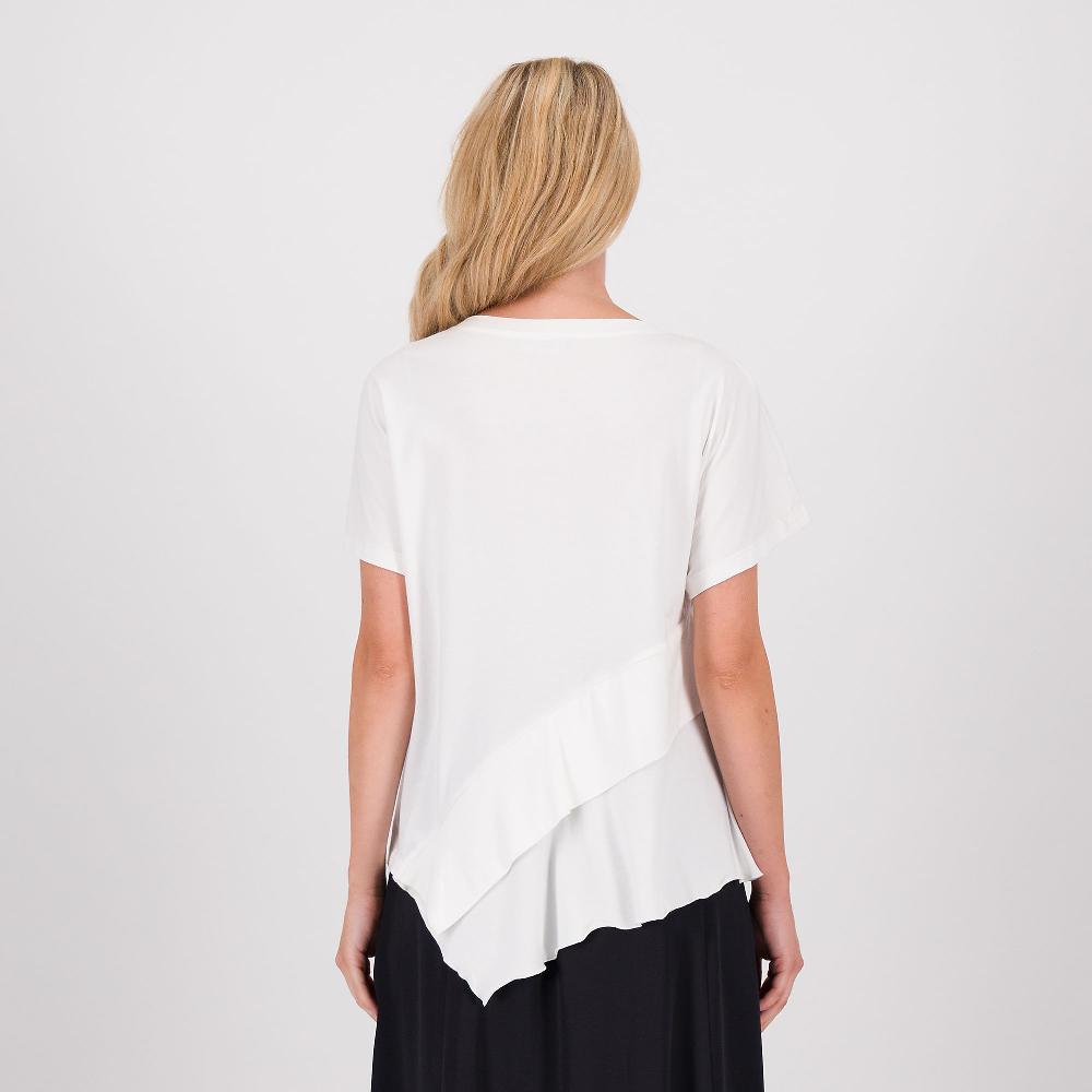 QVC W.I.T.A. T-shirt In Cotone A Maniche Corte Con Balze Al Fondo