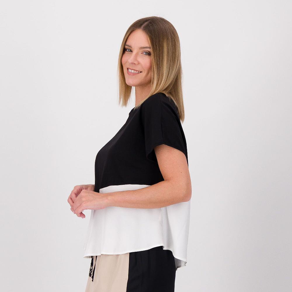 QVC W.I.T.A. T-shirt in jersey di cotone e raso di viscosa