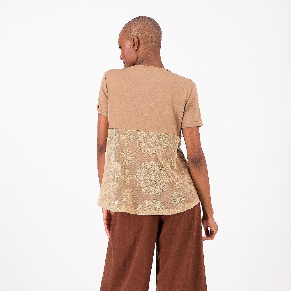 QVC W.I.T.A. T-shirt In Jersey Di Viscosa Stretch Dietro In Pizzo Made In Italy
