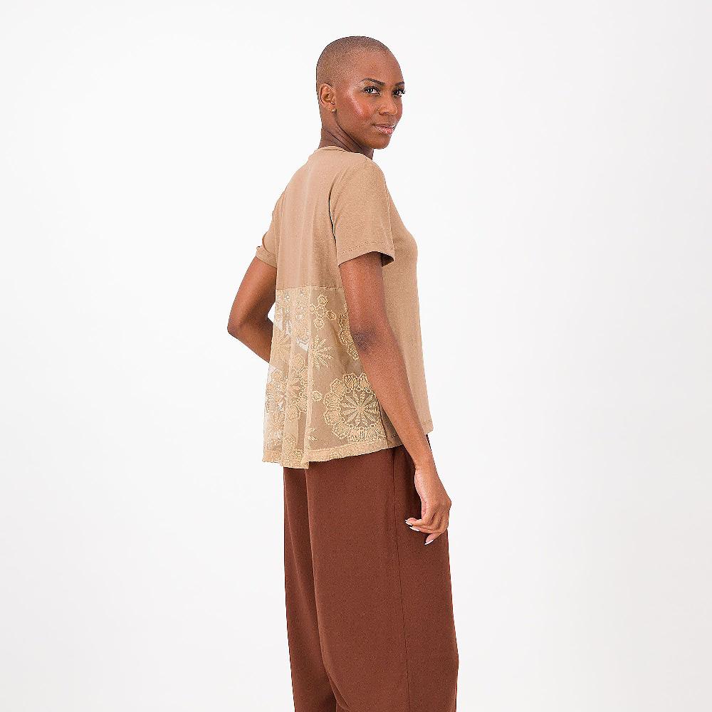 QVC W.I.T.A. T-shirt In Jersey Di Viscosa Stretch Dietro In Pizzo Made In Italy