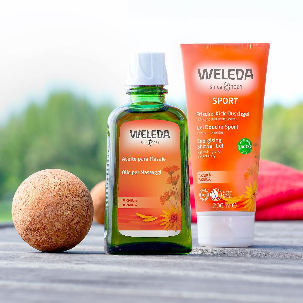 QVC Weleda bagnoschiuma energy olio Arnica e 2 sfere massaggio