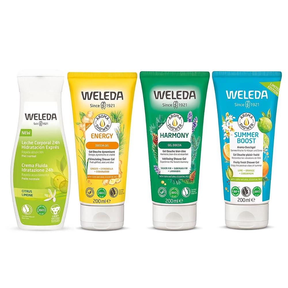 QVC Weleda Kit Summer Fresh 3 bagnoschiuma e 1 crema idratante corpo