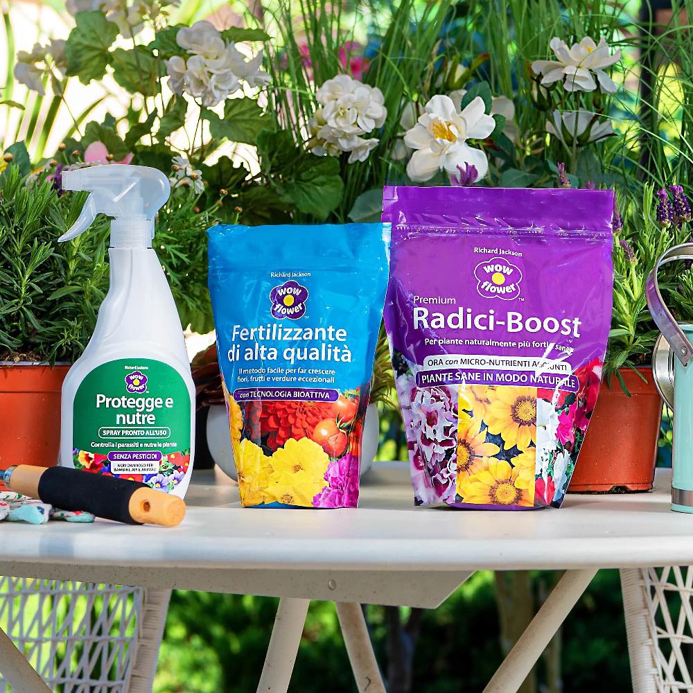 QVC Wow Flower Kit piante fertilizzante nutriente radici e spray Nourish Protect