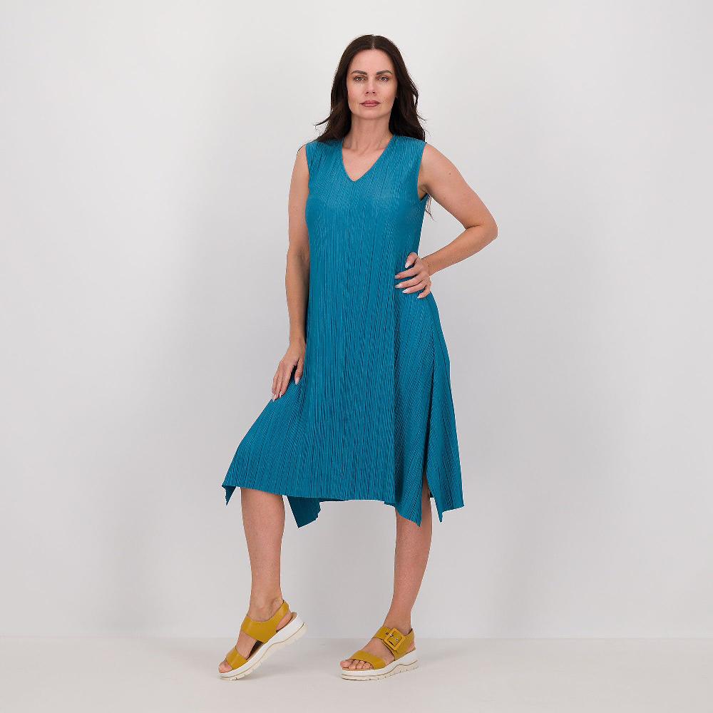 QVC Wynne Layers Abito midi smanicato con tessuto plissé