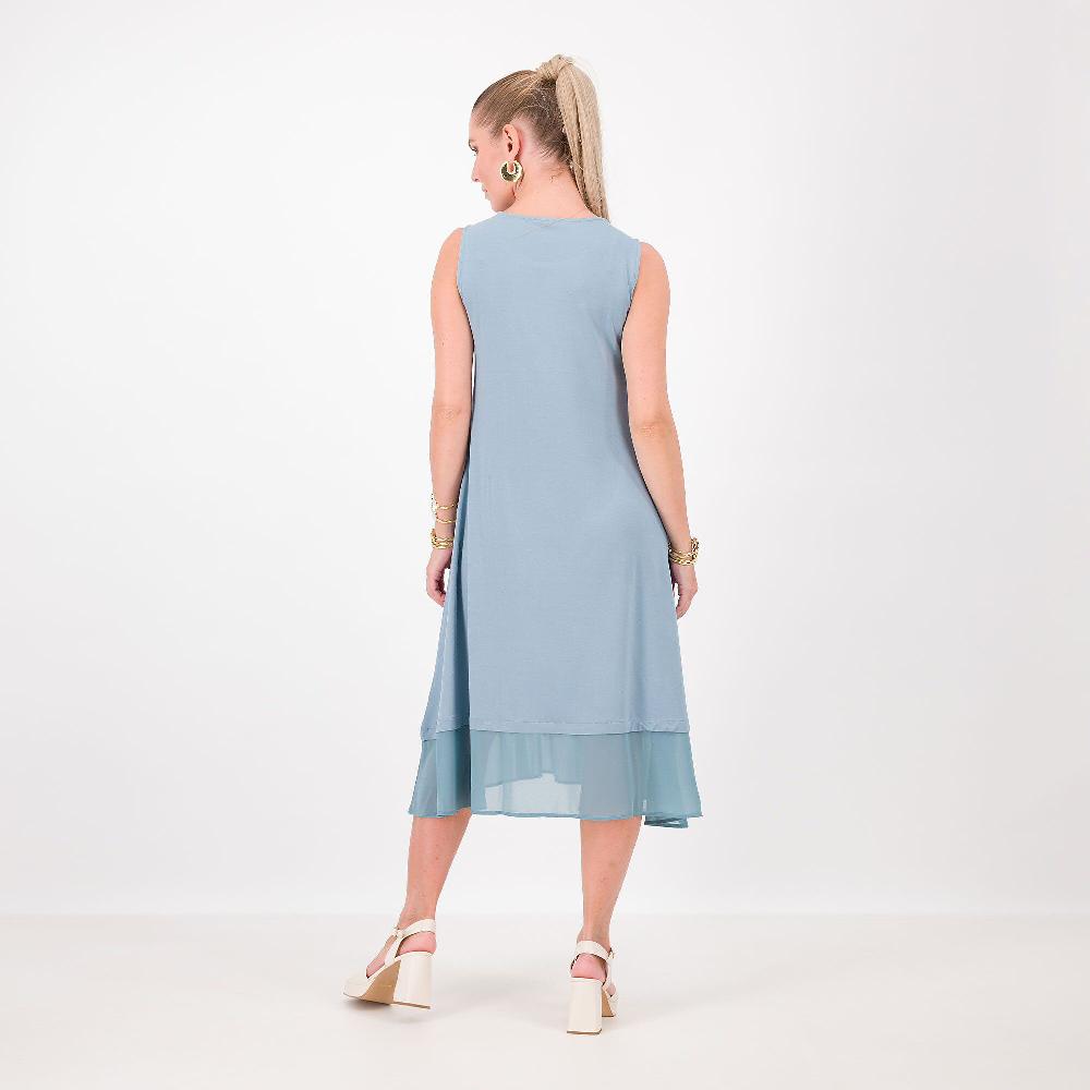 QVC Wynne Layers Abito Smanicato In Jersey Di Viscosa Con Chiffon