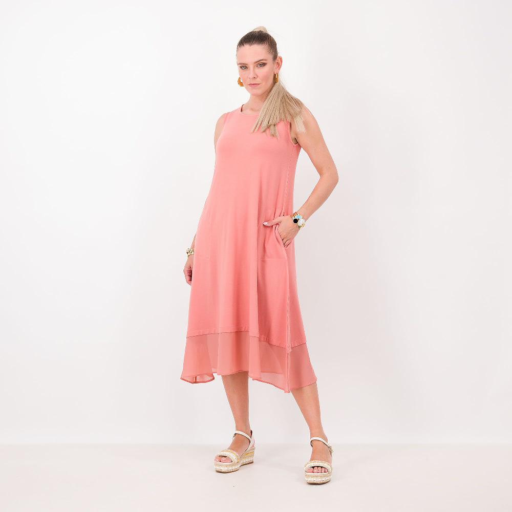 QVC Wynne Layers Abito smanicato in jersey di viscosa con chiffon
