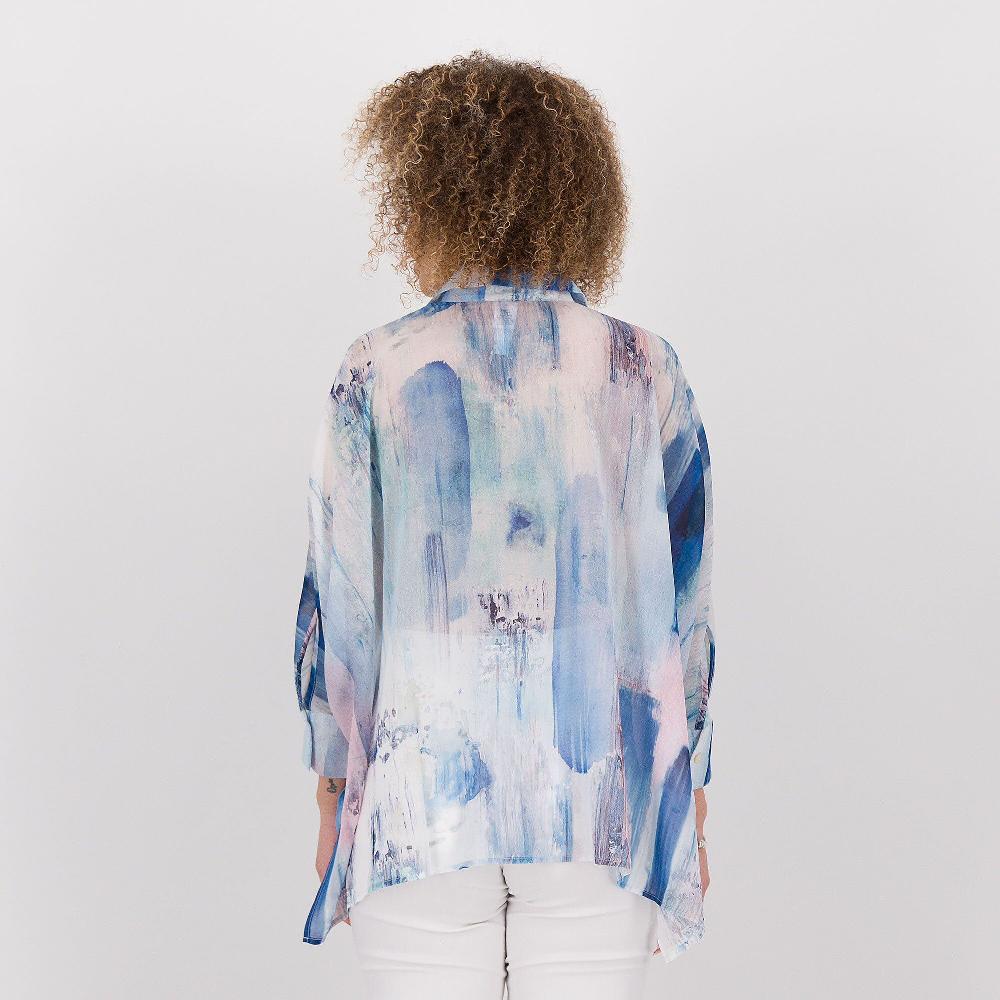 QVC Wynne Layers Camicia Ampia In Georgette Con Manica A Pipistrello Spacchi Laterali