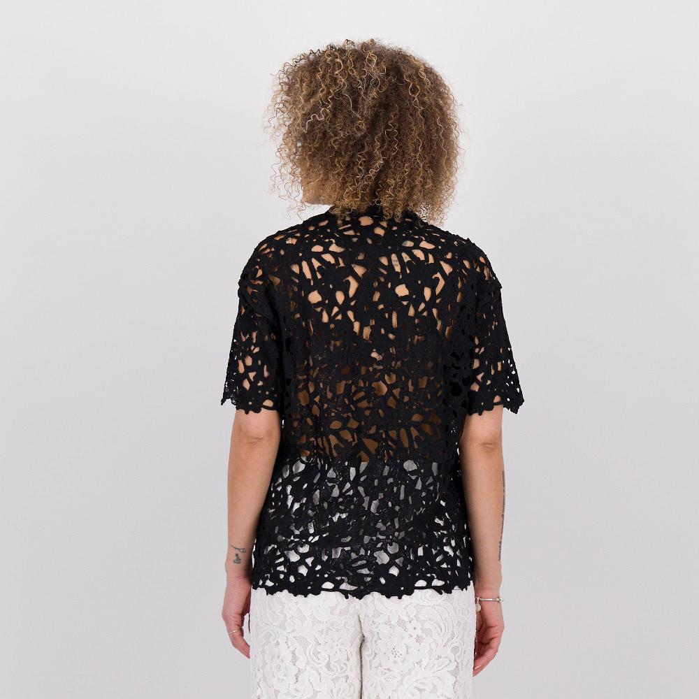 QVC Wynne Layers Camicia In Pizzo Floreale Con Manica Corta