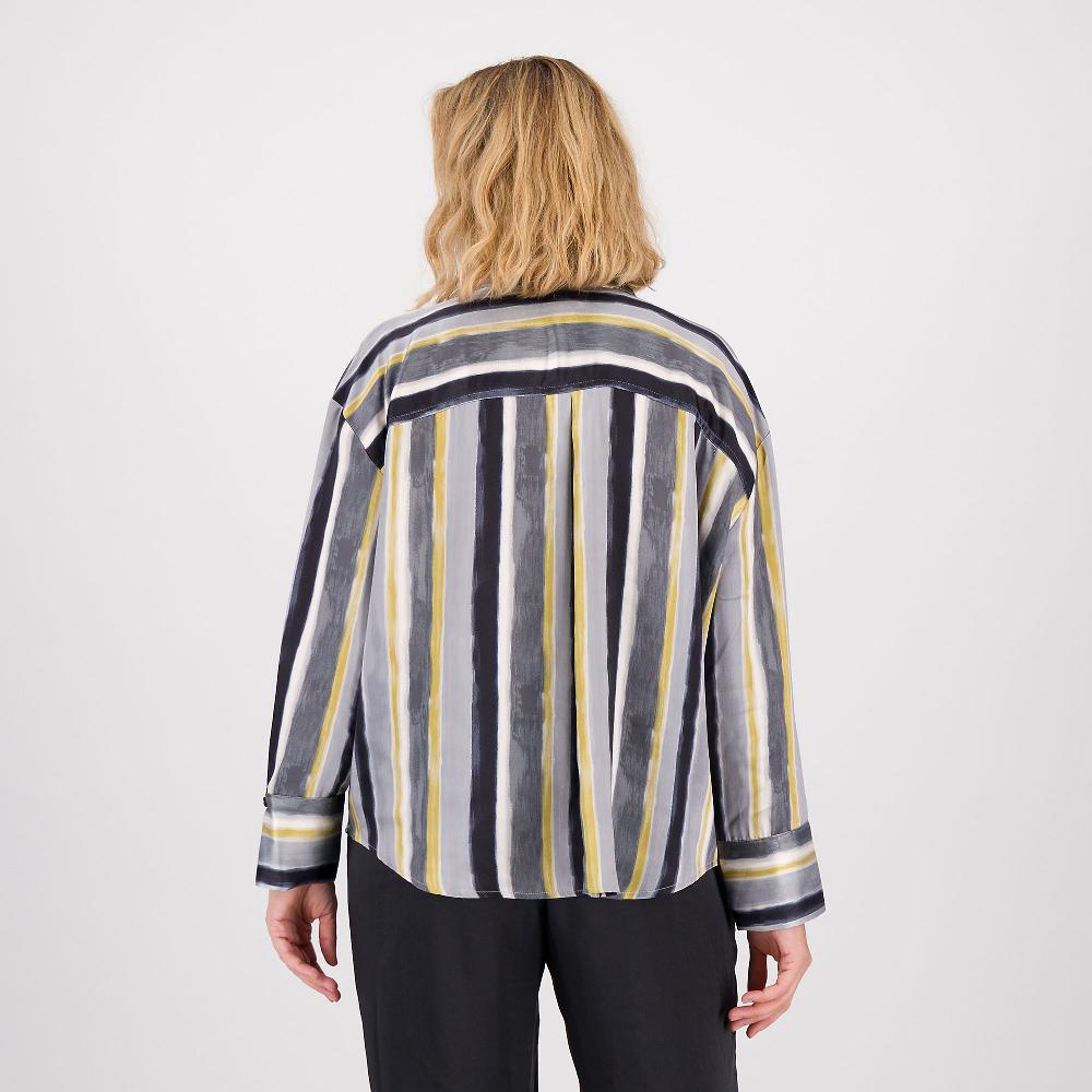 QVC Wynne Layers Camicia Manica Lunga In Satin Fantasia Con Fondo Stondato