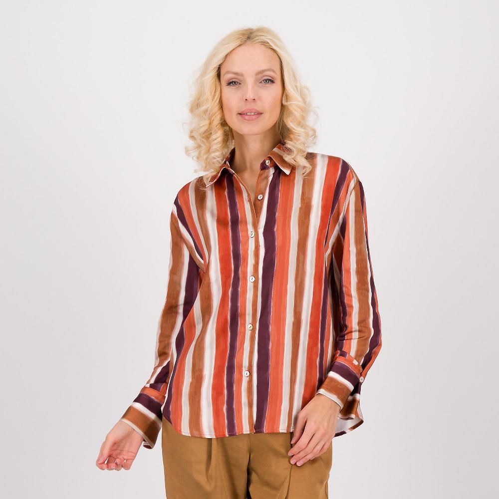 QVC Wynne Layers Camicia manica lunga in satin fantasia con fondo stondato
