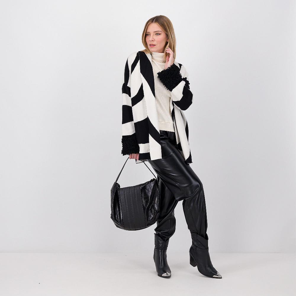 QVC Wynne Layers Cardigan Aperto In Maglia Jacquard Con Manica Lunga