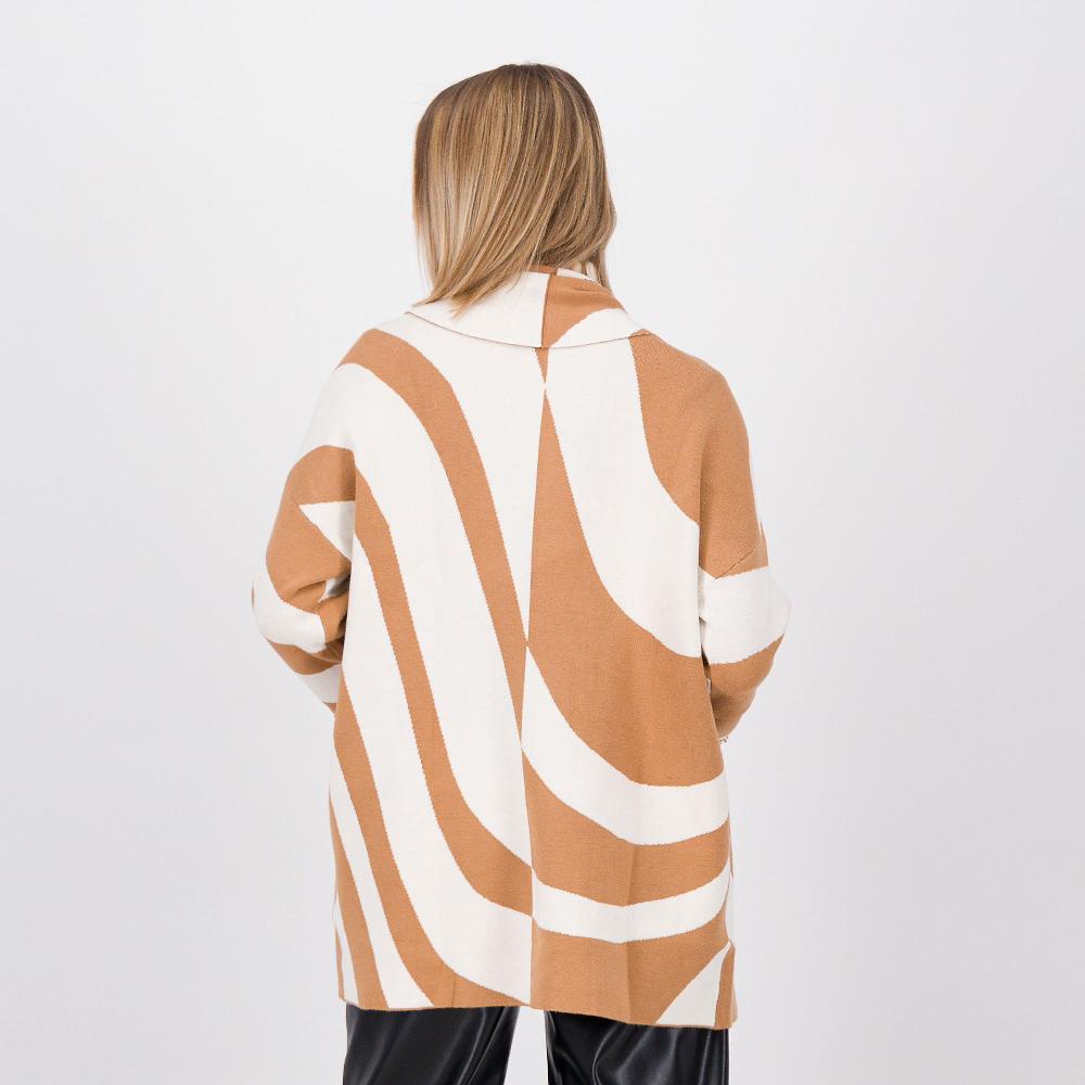 QVC Wynne Layers Cardigan Aperto In Maglia Jacquard Con Manica Lunga