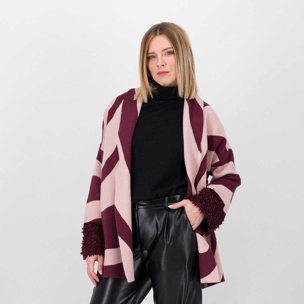 QVC Wynne Layers Cardigan aperto in maglia jacquard con manica lunga