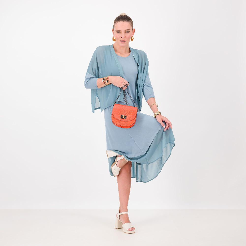 QVC Wynne Layers Cardigan In Georgette Con Manica Lunga Scesa In Jersey Di Viscosa