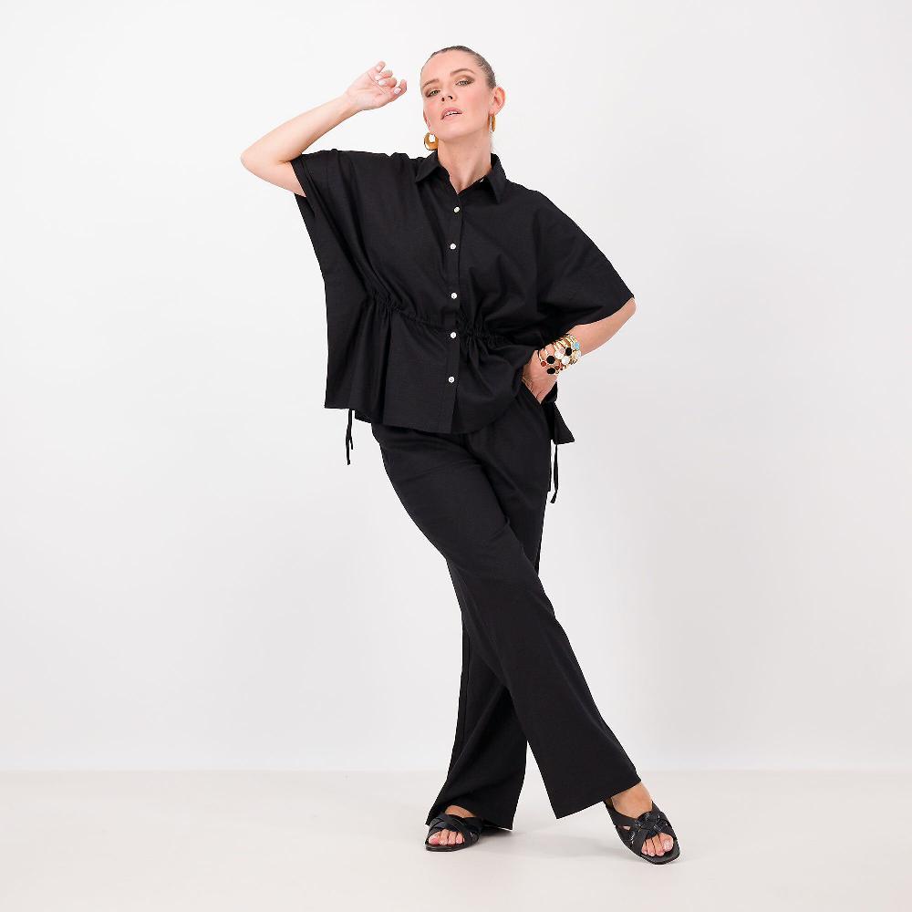 QVC Wynne Layers Poncho In Lino E Viscosa Con Colletto A Camicia