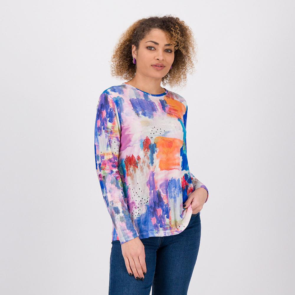 QVC Wynne Layers T-shirt in maglia doppia fantasia a maniche lunghe
