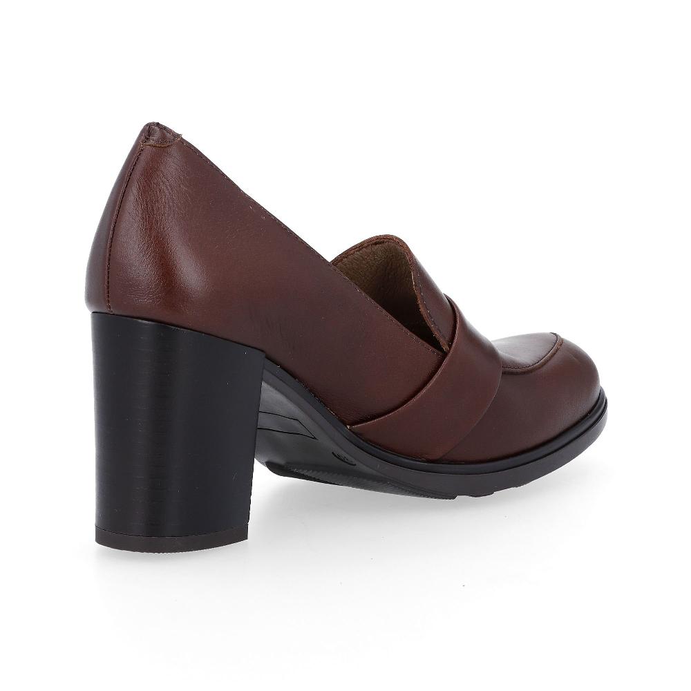 QVC YOKONO Mocassini In Pelle Con Tacco Effetto Legno 8cm