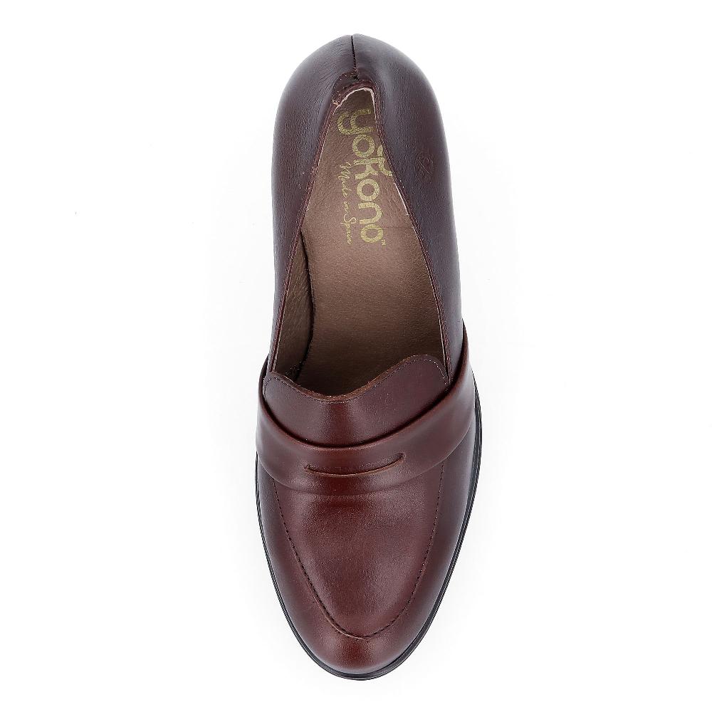 QVC YOKONO Mocassini In Pelle Con Tacco Effetto Legno 8cm