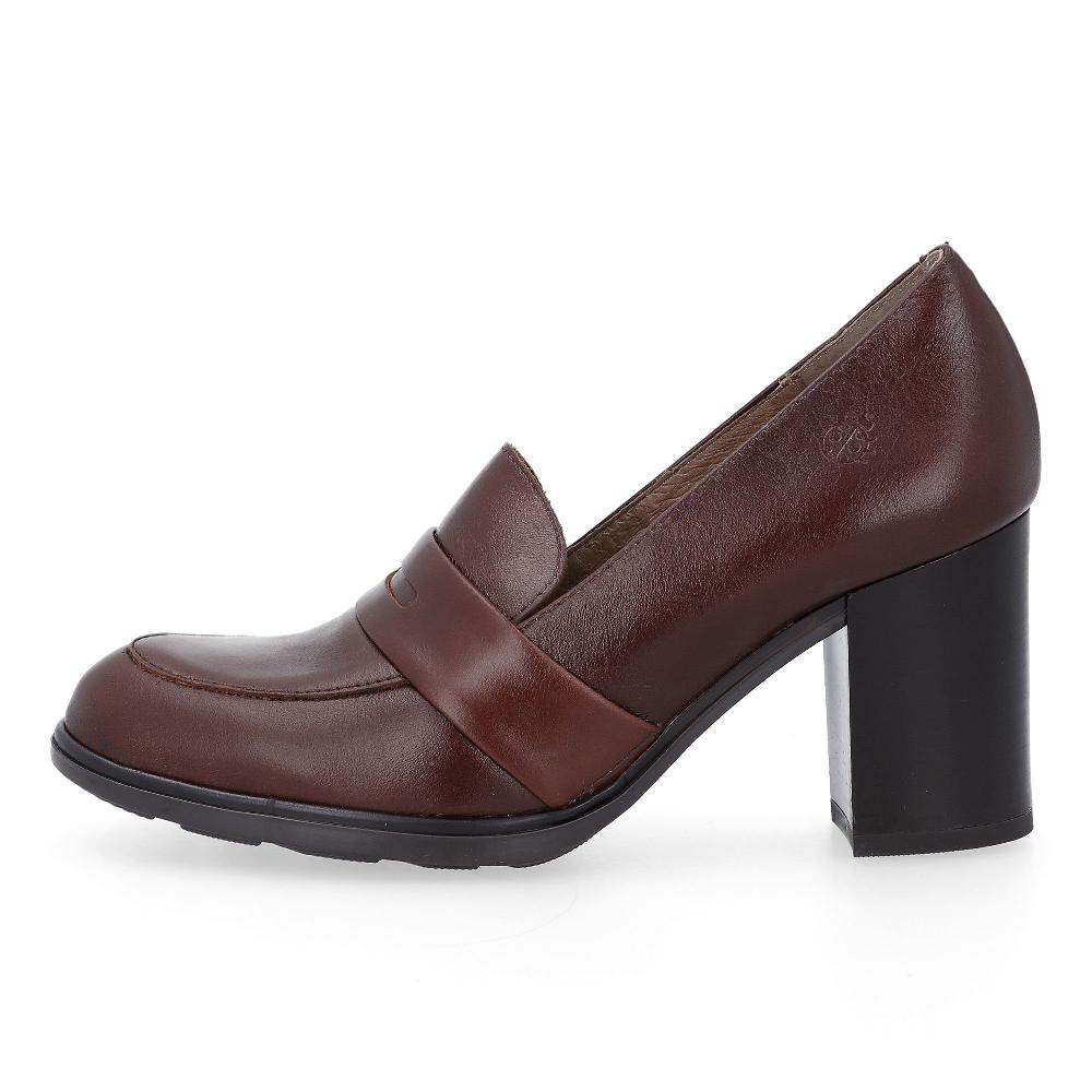 QVC YOKONO Mocassini In Pelle Con Tacco Effetto Legno 8cm