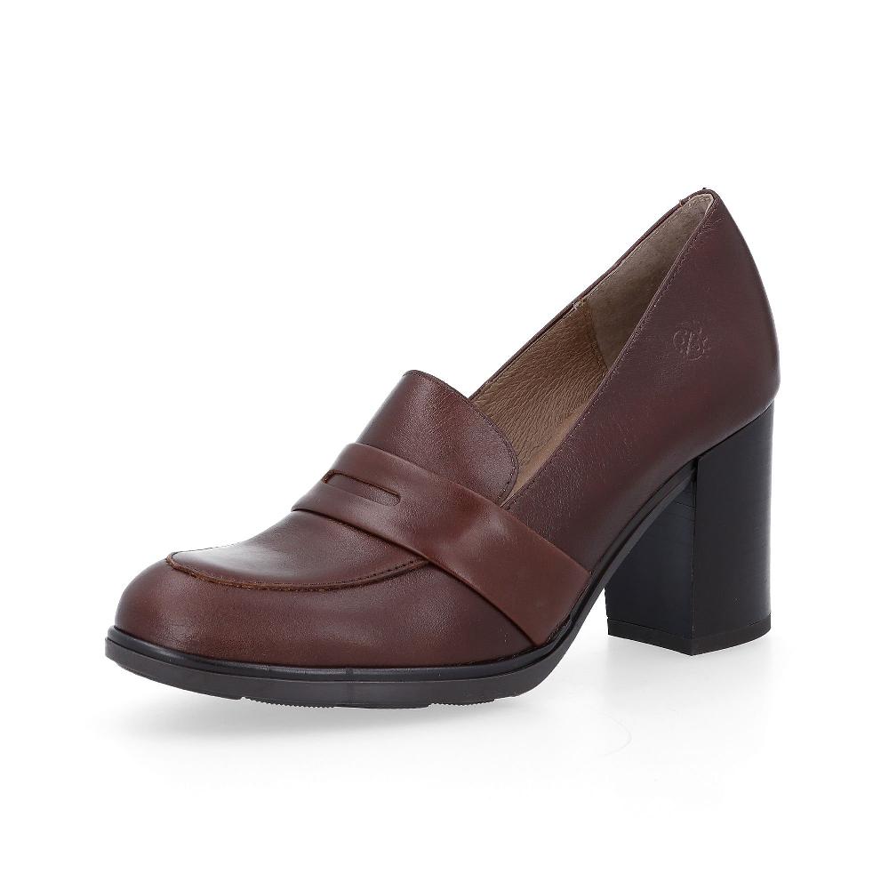 QVC YOKONO Mocassini in pelle con tacco effetto legno 8cm