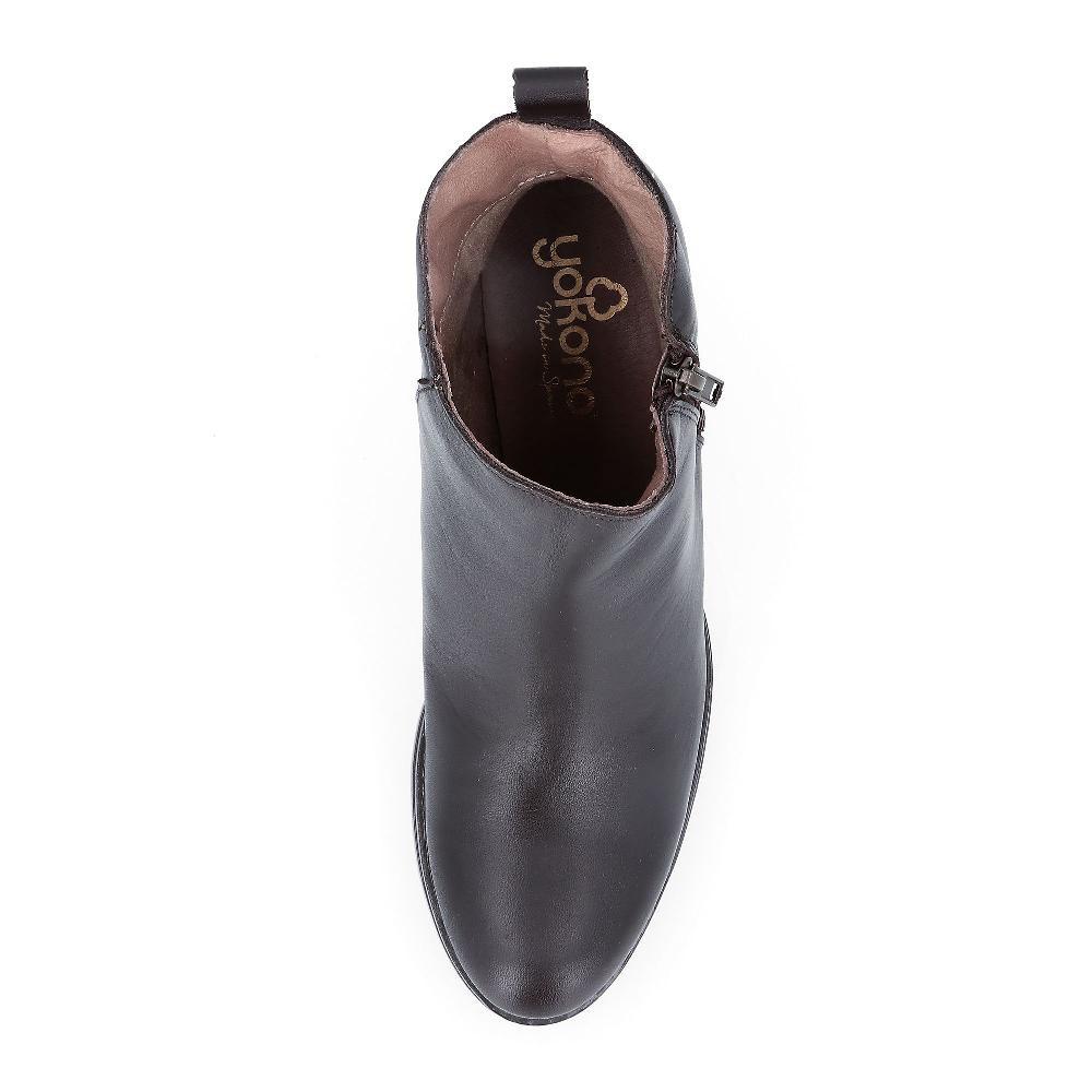 QVC YOKONO Stivaletti In Pelle Con Zip Tacco Effetto Legno 6 5cm