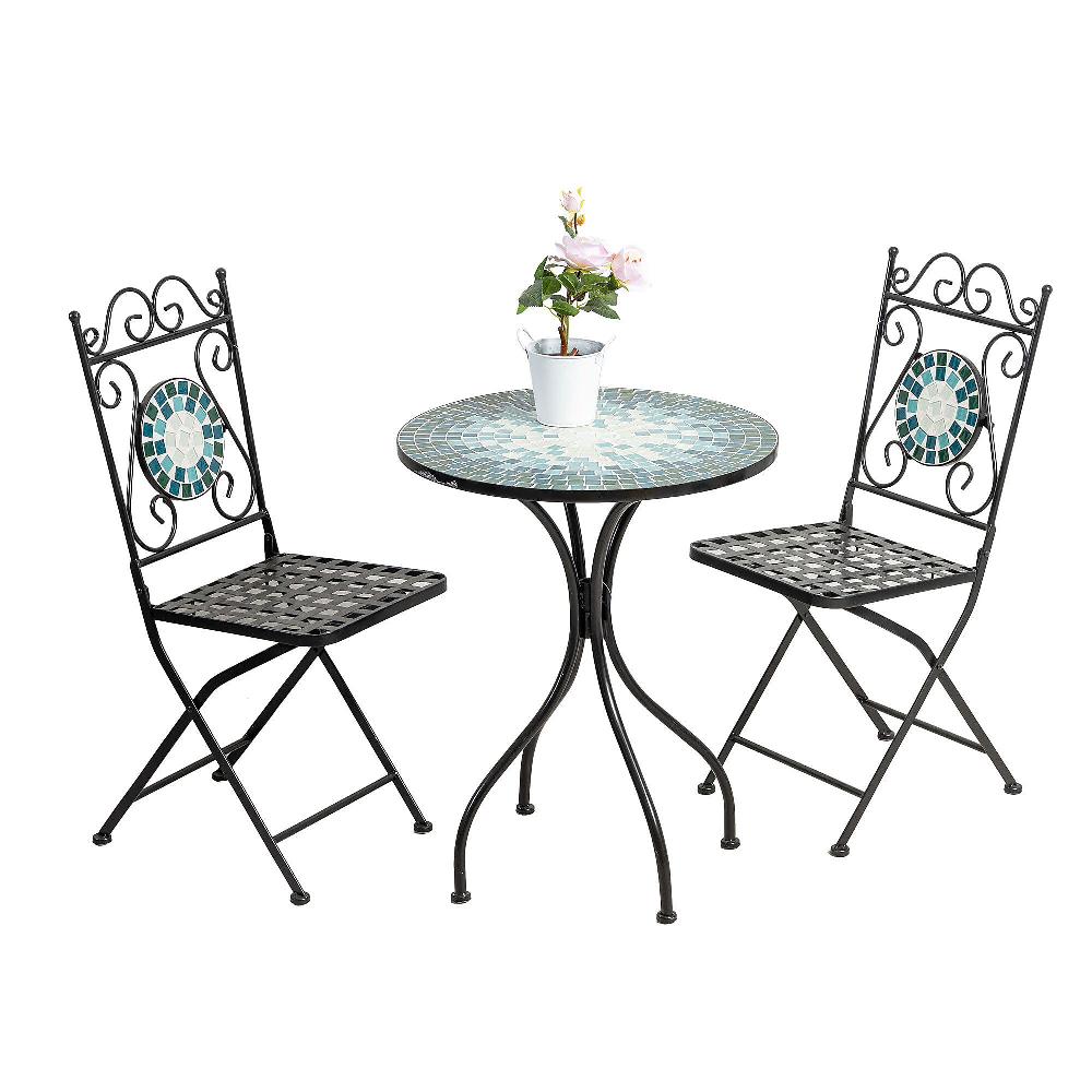 QVC Zambetti Outdoor Set 2 Sedie Con Tavolino In Ferro E Pattern Mosaico