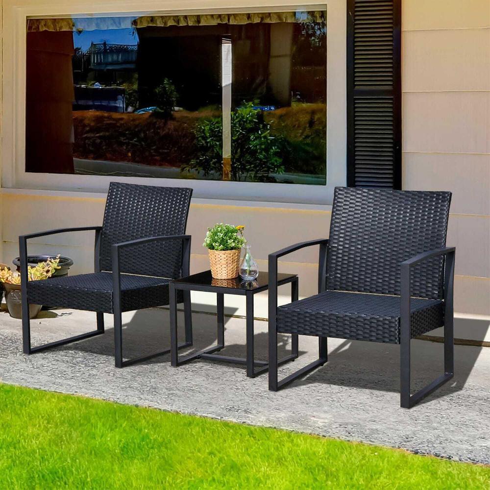 QVC Zambetti outdoor Set arredo esterni: 2 sedie rattan + tavolino in vetro