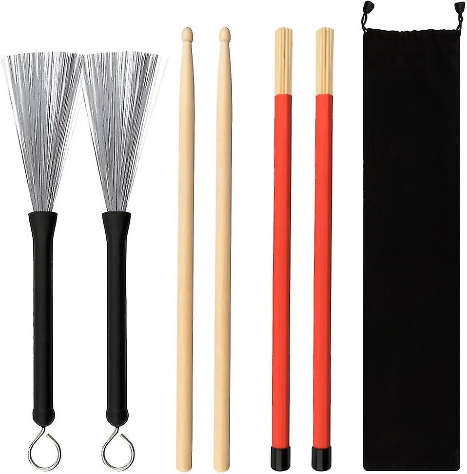 1 paio 5a bacchette di tamburo Maple Drumsticks Set 1 paio di spazzole drum wire brushes Drum Stick Brush