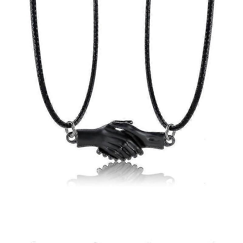 1 Paio Di Collane Di Coppia Con Ciondolo Magnetico Con Stretta Di Mano Per I Migliori Amici Degli Amanti - Nero E Nero - Codice Prodotto 52461