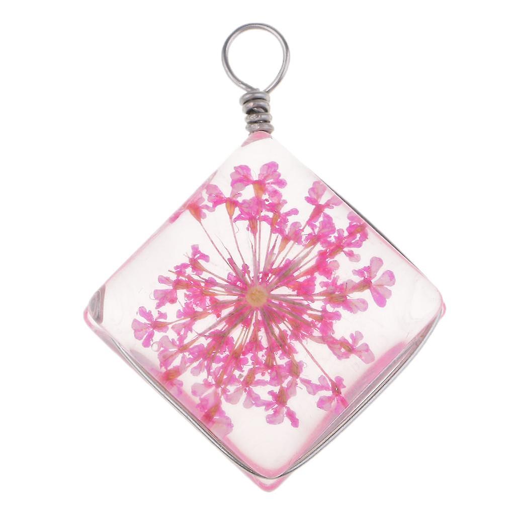 1 Piece Dried Flower Crystal Pendants Glass Pendant Diy Jewelry Dark Blue