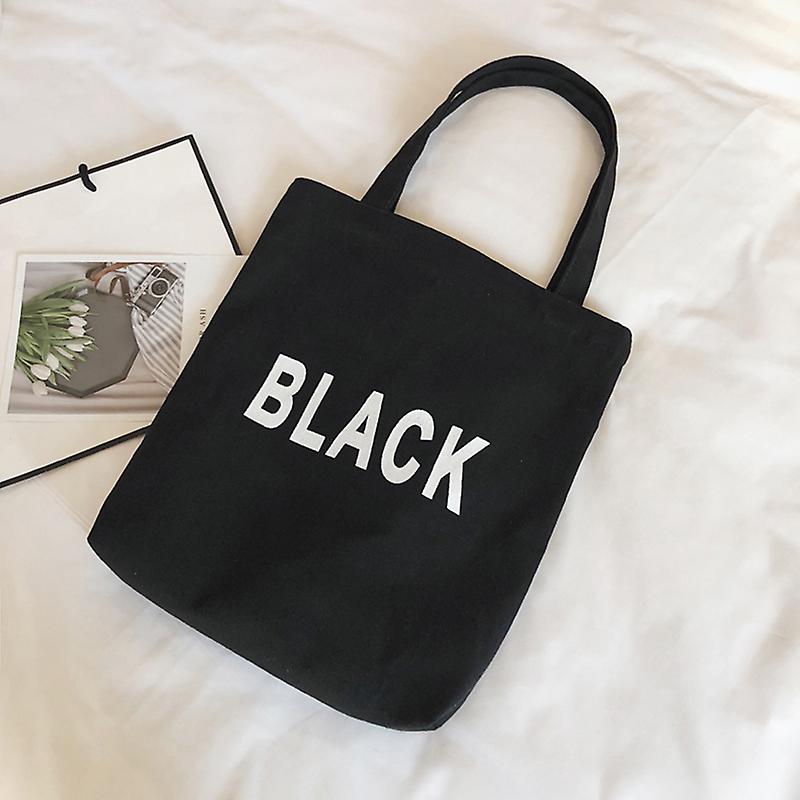 1 Piece Reusable Shopping Bag Canvas Printing Letter Tote Bags Large Capacity Shoulder Shopper Bag