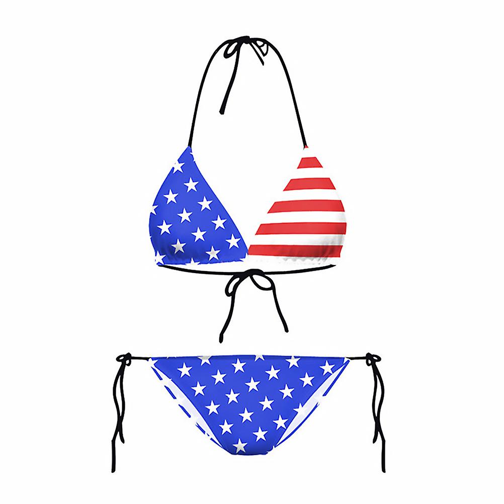 1 Set American Flag Bikini For Women Two Piece Swimsuit Sexy Beach Swimwear