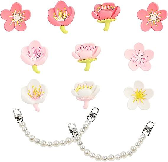 10 Creative Flower Shoe Buckle Patches With 2 Anti-pearl Shoe Chains Three-dimensional Flower Petal Shoe Decorations Sandal Decoration Supplies La