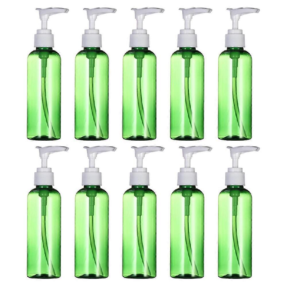 10 Pcs 100ml Plastic Empty Bottles Empty Shampoo Pump Bottles Lotion Dispenser for Travel Outdoor Camping Business Trip (Green)