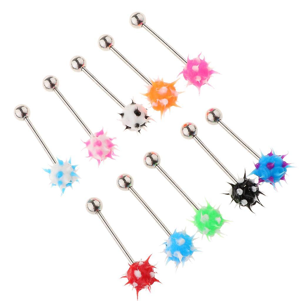 10 Pieces Colors 14g Lip Tongue Bar Barbell Ear Ring Stud Piercing Jewelry