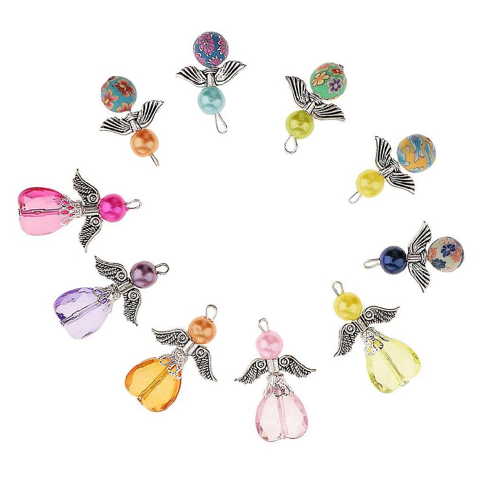 10 Pieces Mixed Angel Wing Charms Pearl Pendant Diy Jewelry Craft Findings