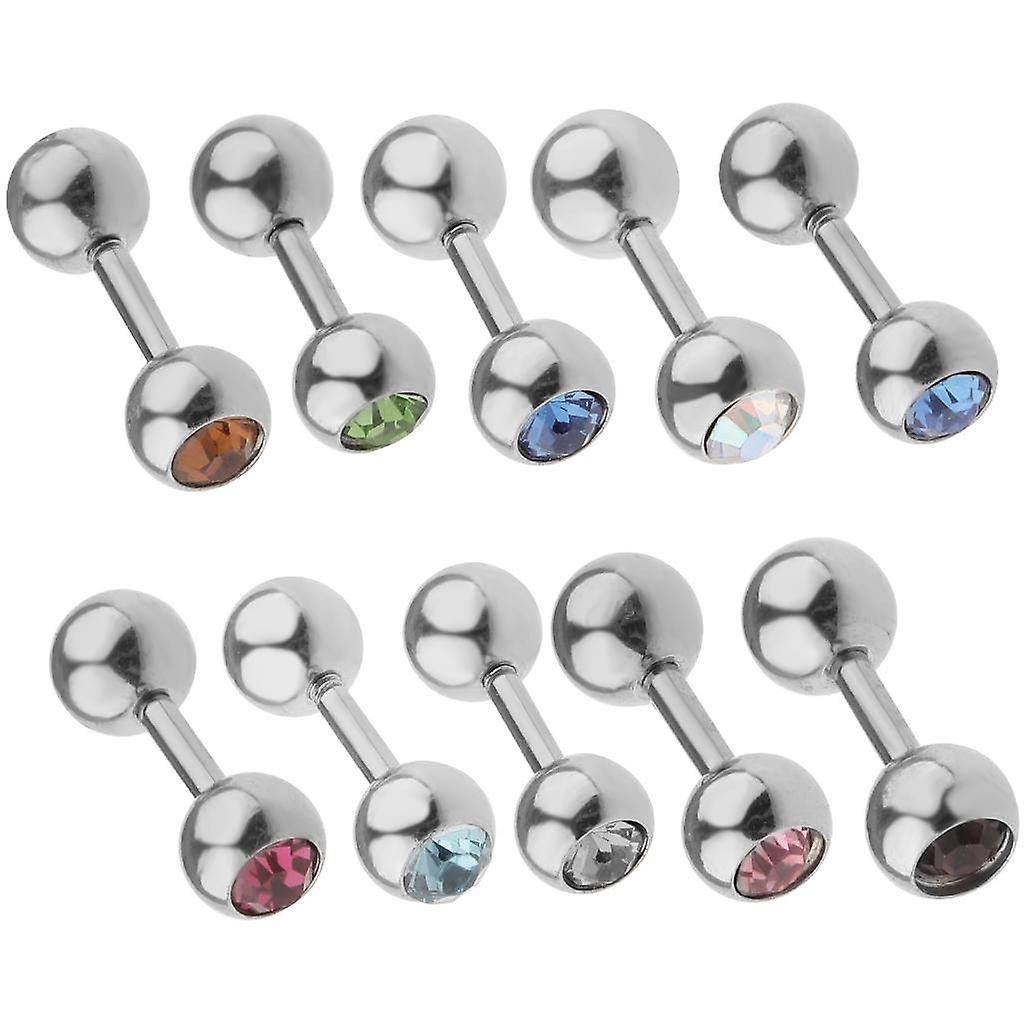 10 Pieces Stainless Steel Ear Tragus Ring Lip Tongue Bar Piercings Jewelry