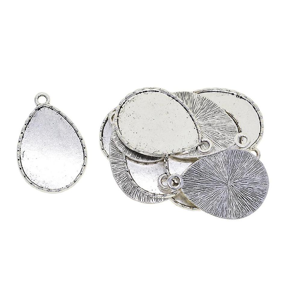10 X Tibetan Silver Blank 30 X 40 Drop Cabochon Bezel Base Pendants