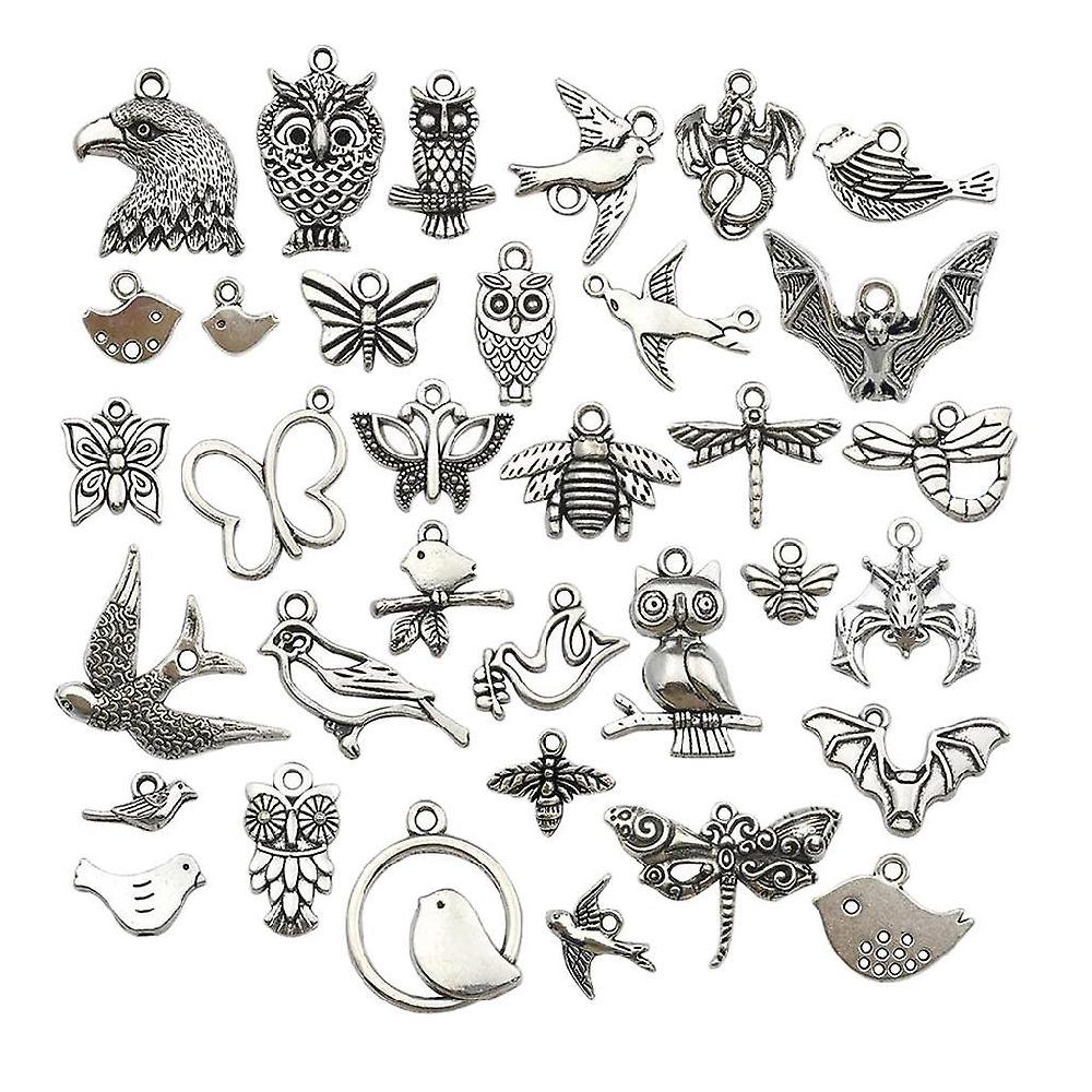 100pcs Craft Supplies Silver Assorted Charms Pendants