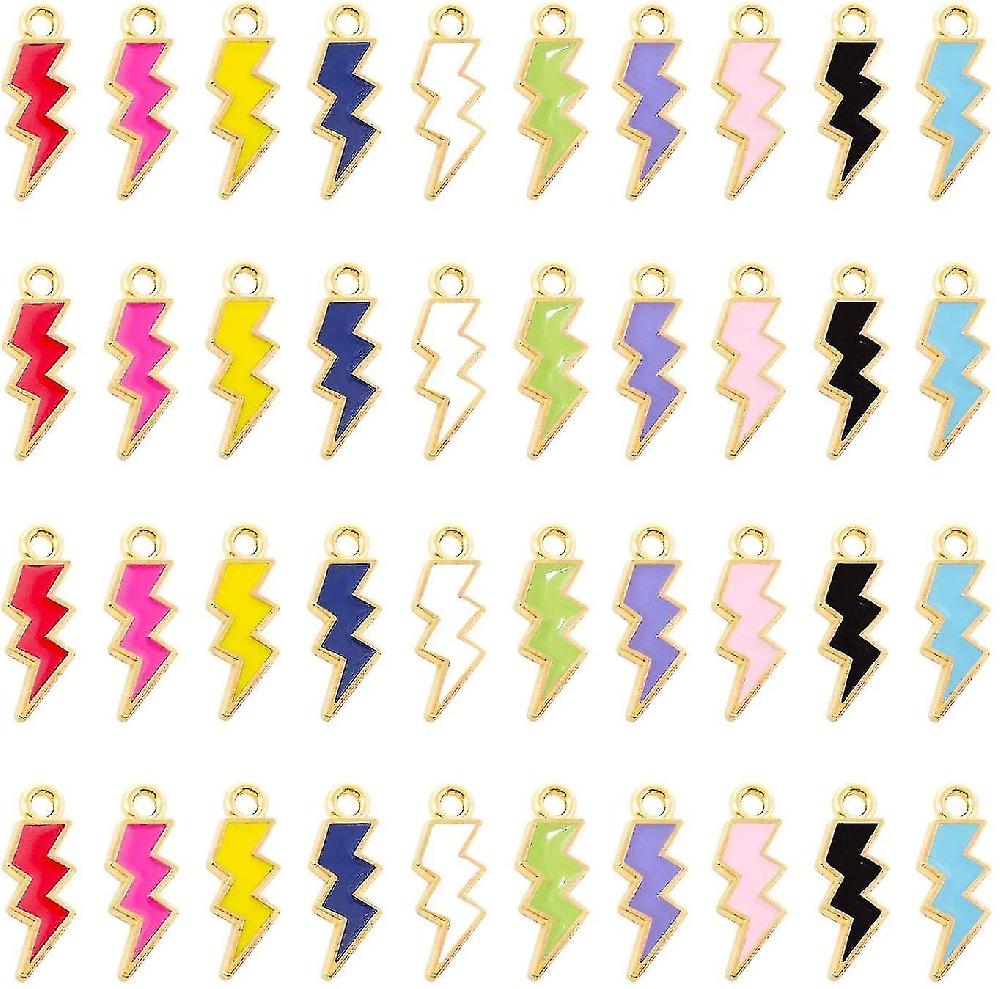 100pcs Zinc Alloy Enamel Flash Shape Charms Pendants Lightning Bolt Charms Flash Thunder Pendant For Bracelet Necklace Earrings Diy Jewelry Making Acc