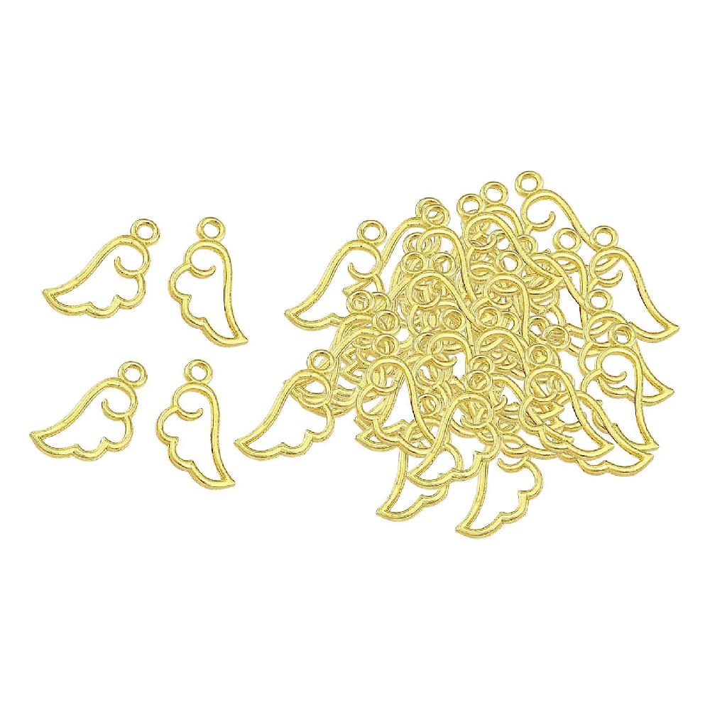 100x Zinc Alloy Wing Charms 9*18mm For Jewelry Making Findings Earring Yellow