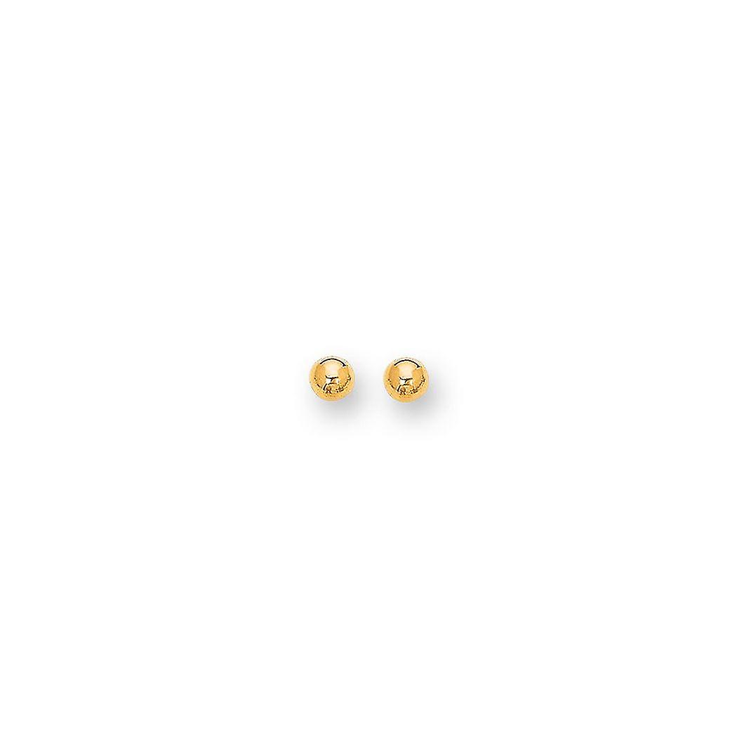 10k 6mm Yellow Gold High Shiny Ed Ball Stud Earrings - Ball Earring for Women