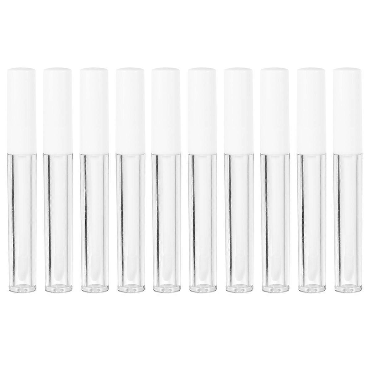 10Pcs Lip Tubes Lip Color Container Labial Glair Tube Lip Bottle Subpackaging Holder (White Lid Transparent)